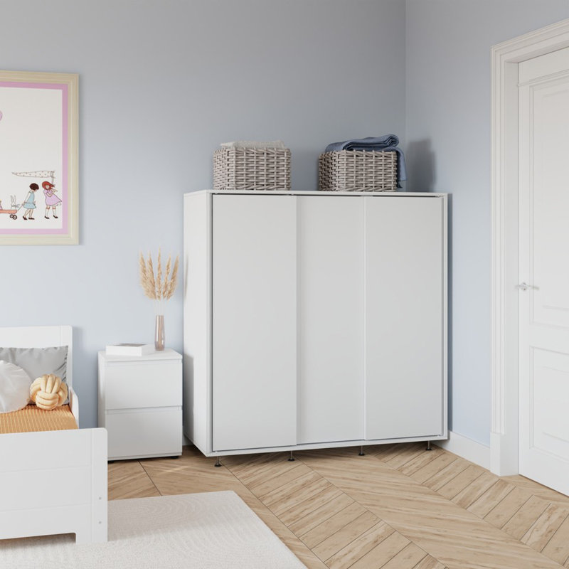 Solid Wood Wardrobe, White