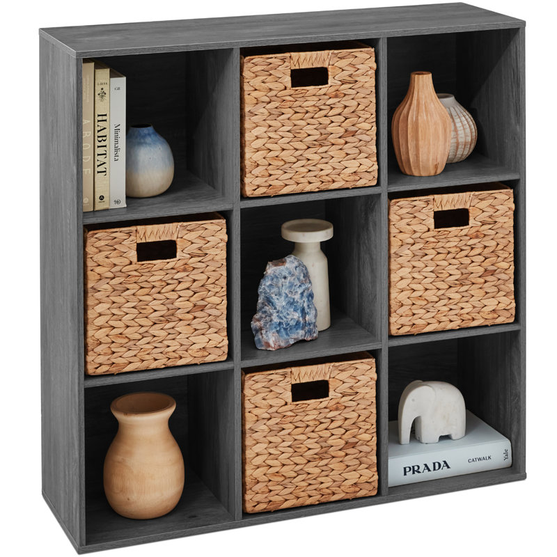 9-Cube Bookshelf, Display Storage System, Organizer W/ Removable Back Panels, (3 Shelves) 42.39"H x 13.7"W x 13.7"D, Purple