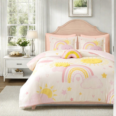 Ensembles de literie pour grand lit double, édredon arc-en-ciel en microfibre pour enfants