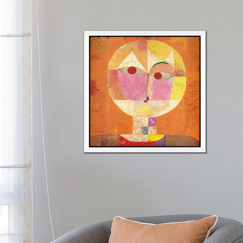 Senecio by Paul Klee - Floater Frame Painting on Canvas, 93.98 cm H x 93.98 cm W, White Framed