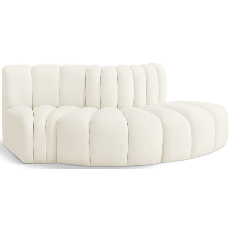 Iyre Upholstered Curved Sectional Reversible, Cream Velvet