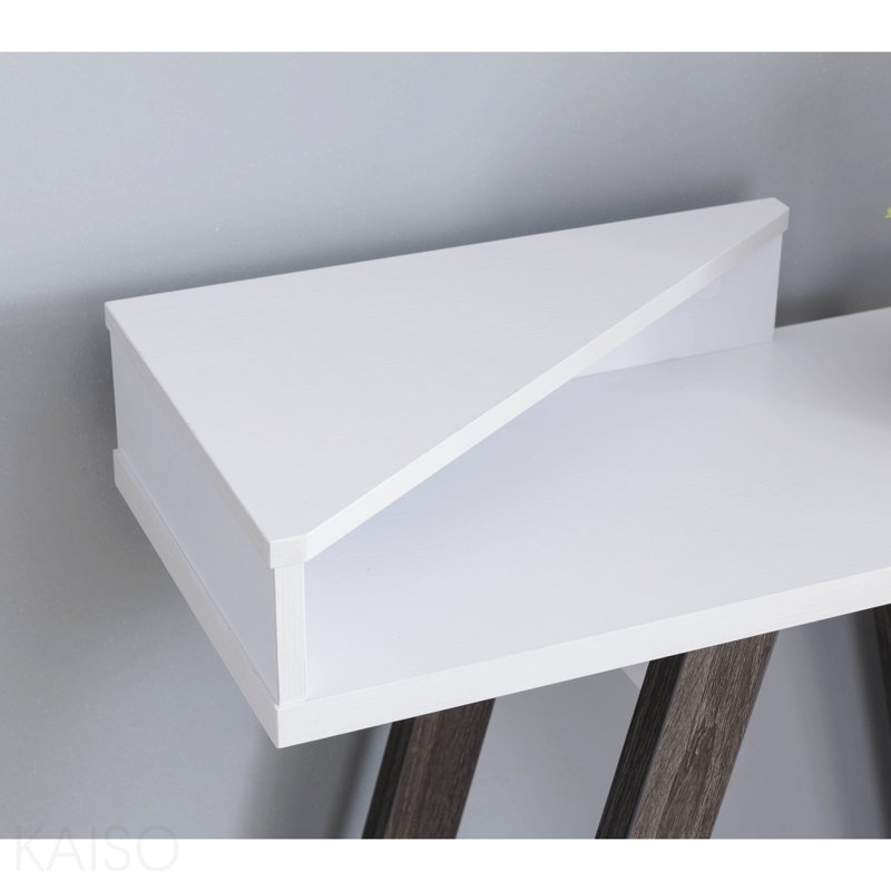 Console contemporaine, deux tons, deux tablettes pour le salon - blanc / gris, 37.5" H x 31.25" W x 11.5" D