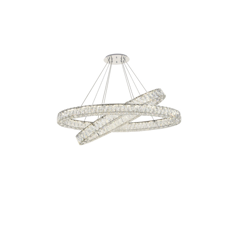 Lustre ovale en cristal 2 lumières Steveson, Chrome, H 12 po x l 48 po x P 18,1 po