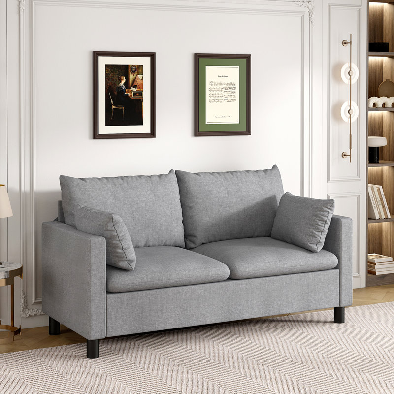 Nipun 3 Seater Linen Sofa, Grey