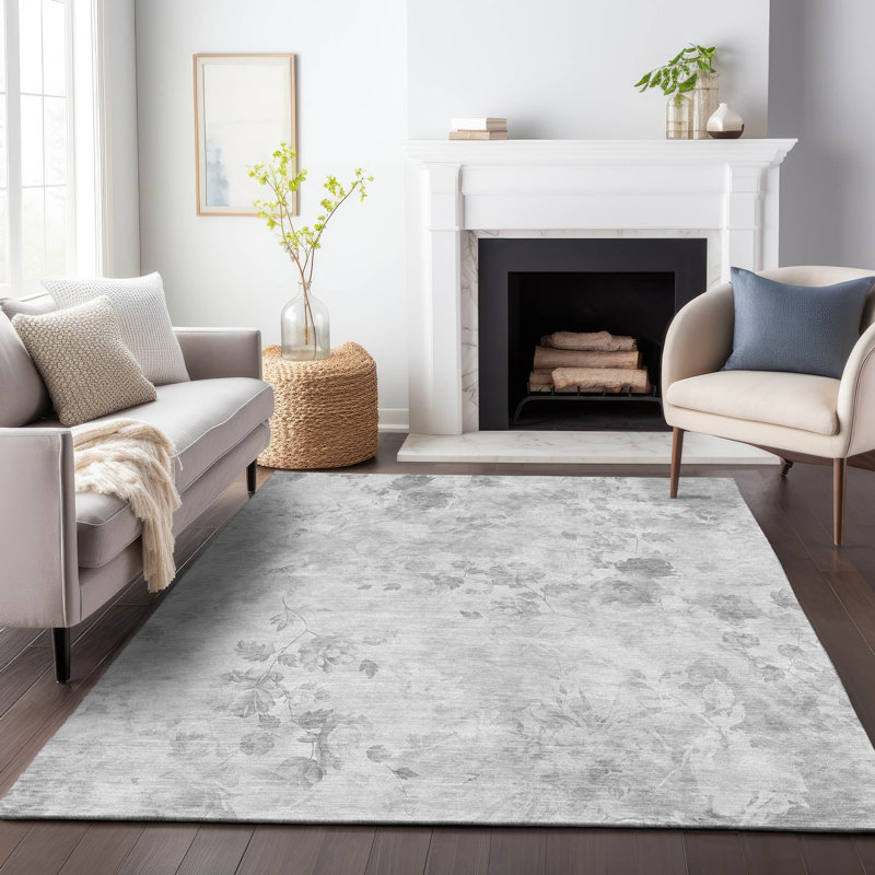 Premium Machine Washable Prisco Gray Rug, Rectangle 3' x 5'