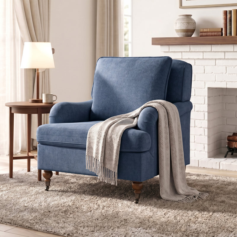 Chaise d'appoint Mid-Century avec coussins, Blue