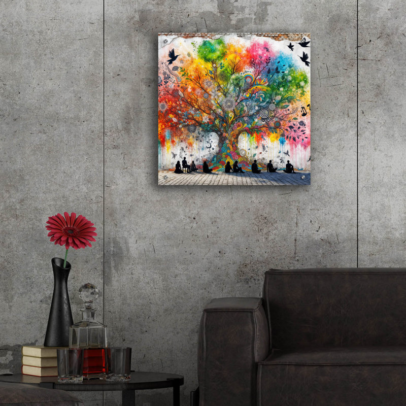  Art mural en verre «Wisdom Tree 1» par Rey Klimt, H 24 po x l 24 po x P 0,2 po