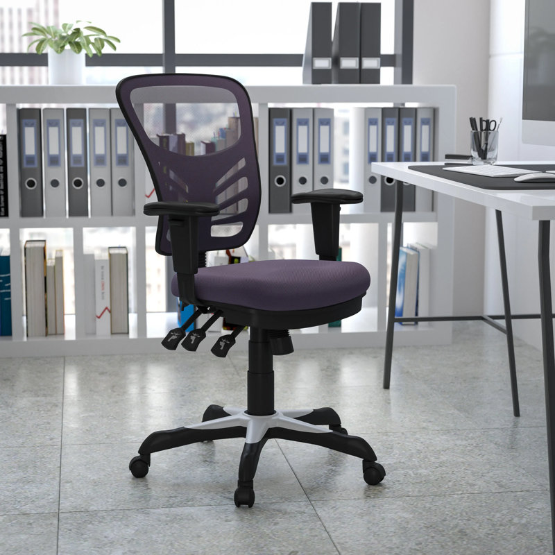 Siyer Mid-Back Mesh Ergonomic Office Chair with Adjustable Arms, Dark Gray, Black