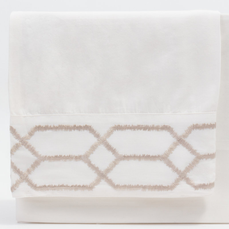 Ensemble de draps Kutcer, Ensemble de draps pour lit simple avec 1 taie d'or, Ivory/Oyster