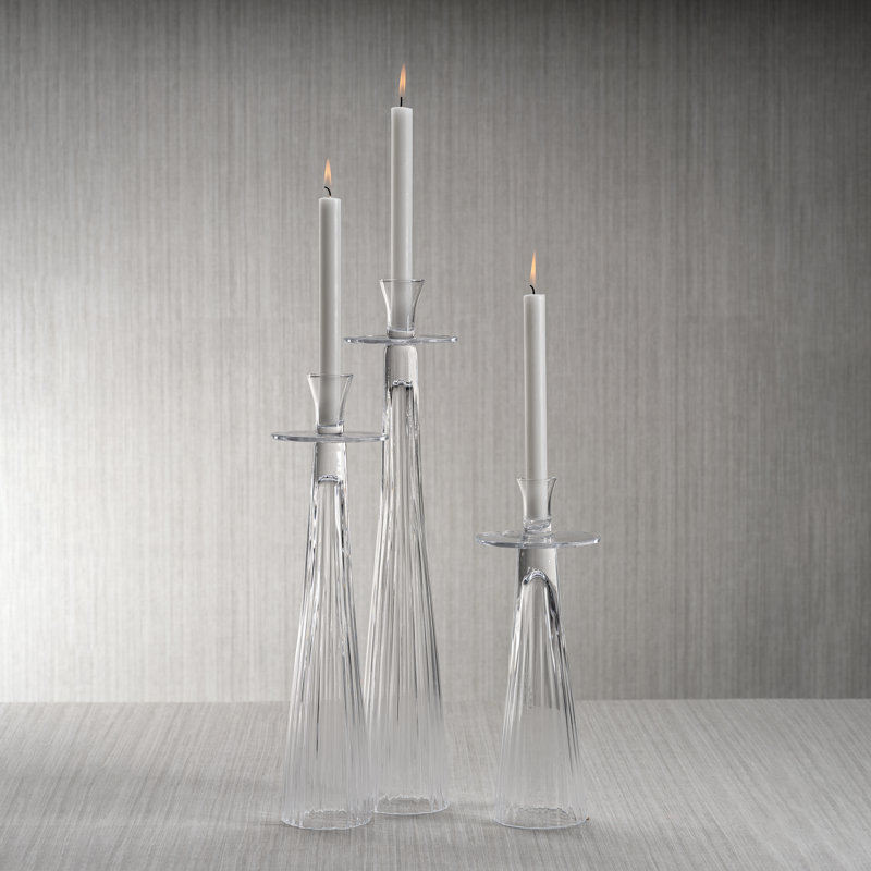 Glass Tabletop Candlestick, 21.75" H x 4.75" W x 4.75" D