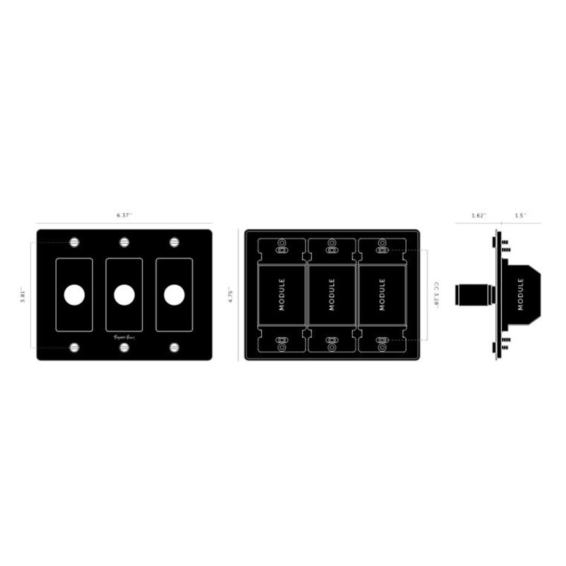 1G Dimmer / Logo, Brass, 3 Gang