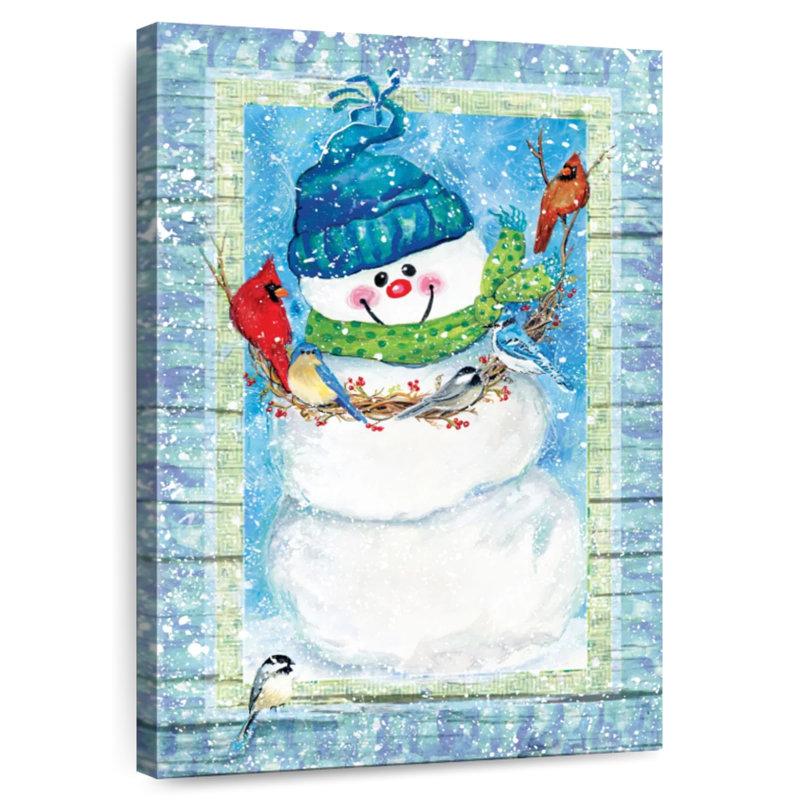 Bonhomme de neige et cardinaux Lelend, H 51 po x l 34 po