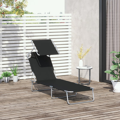 Chaise longue d'extérieur pliante avec abat-jour