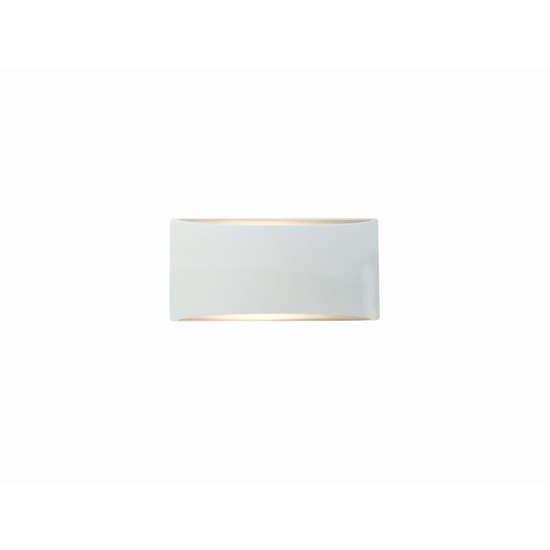 Applique murale en céramique Beda, Incandescent, H 5 po x l 10 po x P 4 po, Blanc brillant / blanc brillant