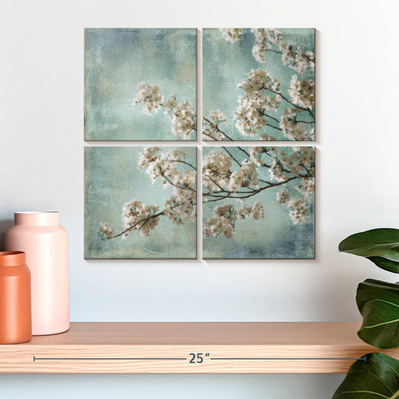 Harnek Aqua Blossoms I, 18'' H x 18'' W