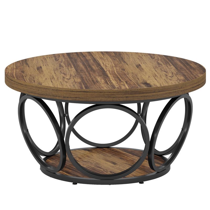 Frame Coffee Table with Storage, Brown