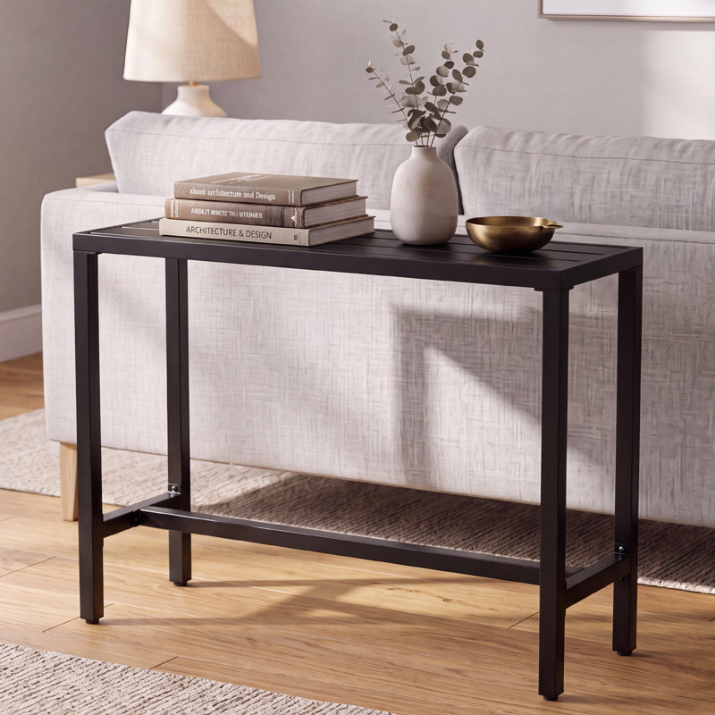 Counter Height 36.97'' Iron Bar Table, Black, 15.6" W x 46.8" L