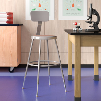 Height Adjustable Heavy Duty Steel Stool With Backrest by National Public Seating