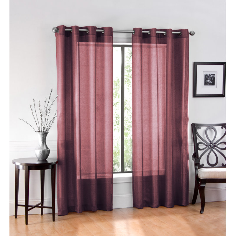 Meyersdale Sheer Curtain Pair, Burgundy