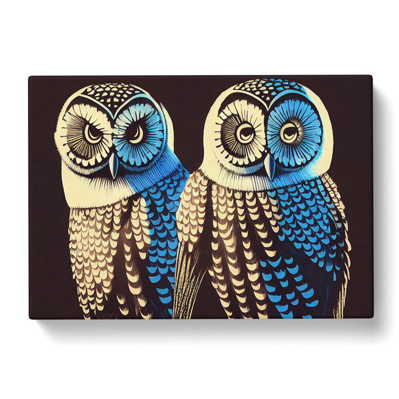 Owl Illustration - Wrapped Canvas, 50cm H x 76cm W x 3cm D