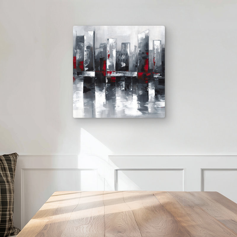 Abstract Cityscape - Gray Metal Print for Bedroom Decor