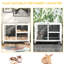 Cage à lapin compacte avec roulettes - imperméable, gris intérieur, bureau et table d'appoint. Bois imperméable pour 1 ou 2 lapins nains. 36 po de longueur x 21 po de largeur et 28,75 po de hauteur. Simple à déplacer