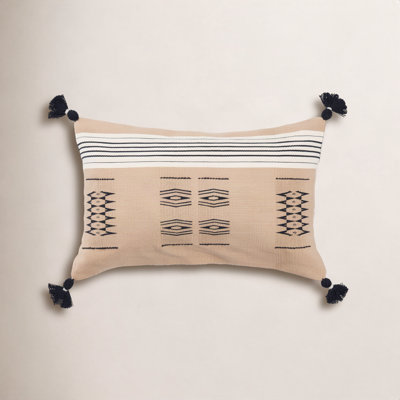 Ambros Tassels Cotton Lumbar Throw Pillow