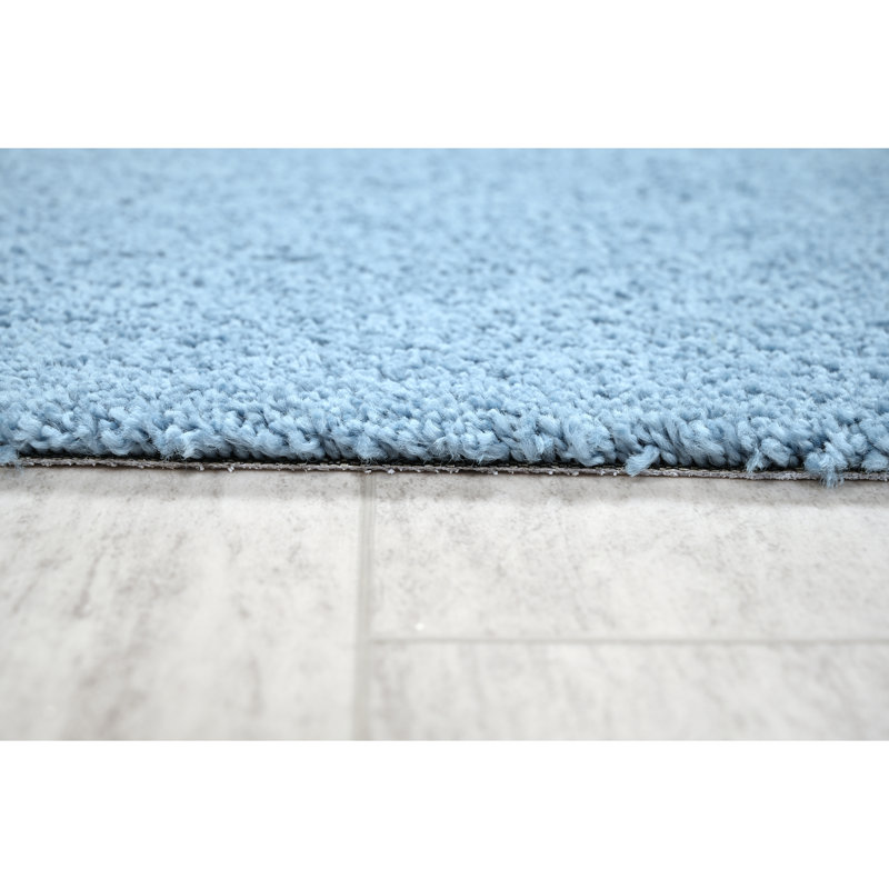 Monarrez Nylon Bath Rug with Non-Slip Backing, Single- 72" L x 60" W, Basin Blue