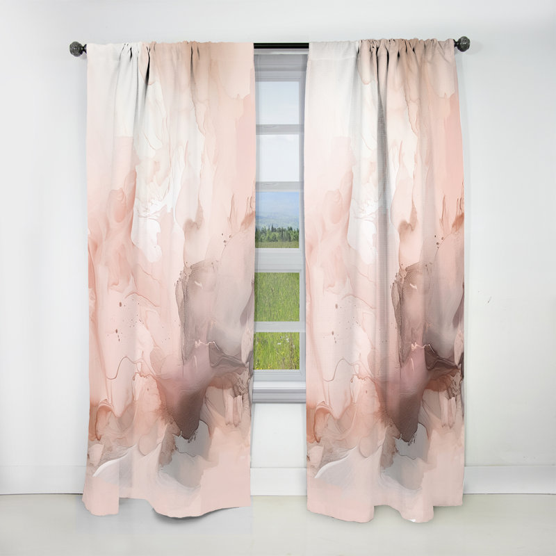 Pink Delicate Abstract Marble I - Modern Velvet Curtain - Room Darkening - 1 panel, 52" W x 120" L
