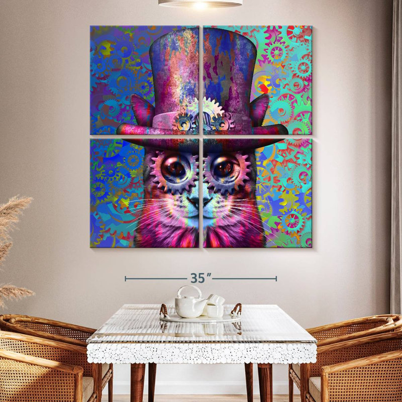 Brampt Steampunk Cogs Cat, 50" H x 50" W