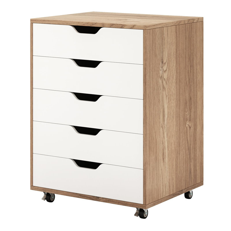 49cm Wide 5 -Drawer Mobile File Cabinet, Beige/White