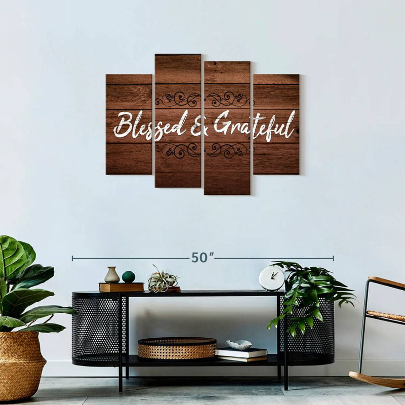 Ensemble de 4 pièces inspirantes et typographiques «Blessed And Grateful», par TimberType Studio