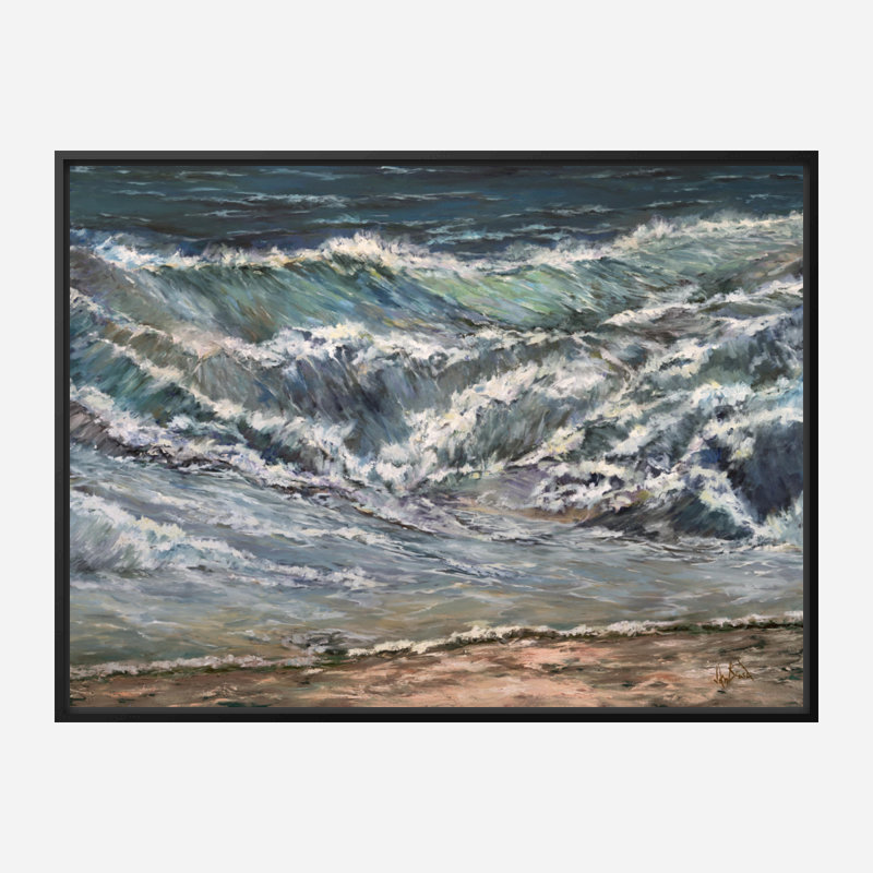 Ocean's Edge - reproduction d'art sur toile, H 32 po x l 42 po x P 2 po, Cadre flottant noir