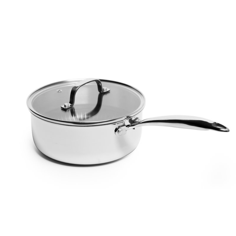 Lexi Home Modern Kitchen Basics Casserole antiadhésive en acier inoxydable avec couvercle