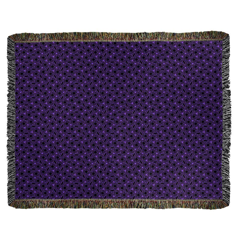 Couverture tissée hexagonale Katelyn Elizabeth, l 50 po x L 60 po, Mauve / Noir