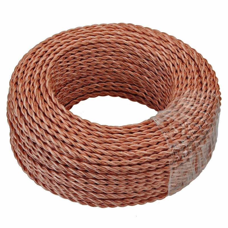 2Core Twisted Vintage Coloured 0.75Mm Braided Fabric Flexible Electrical UK Lighting Wire Cable, Rose Gold
