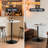 23.5" Bistro Pub Table Adjustable Height Round Cocktail Bar Table with Wood Tabletop and Metal Base-761036010