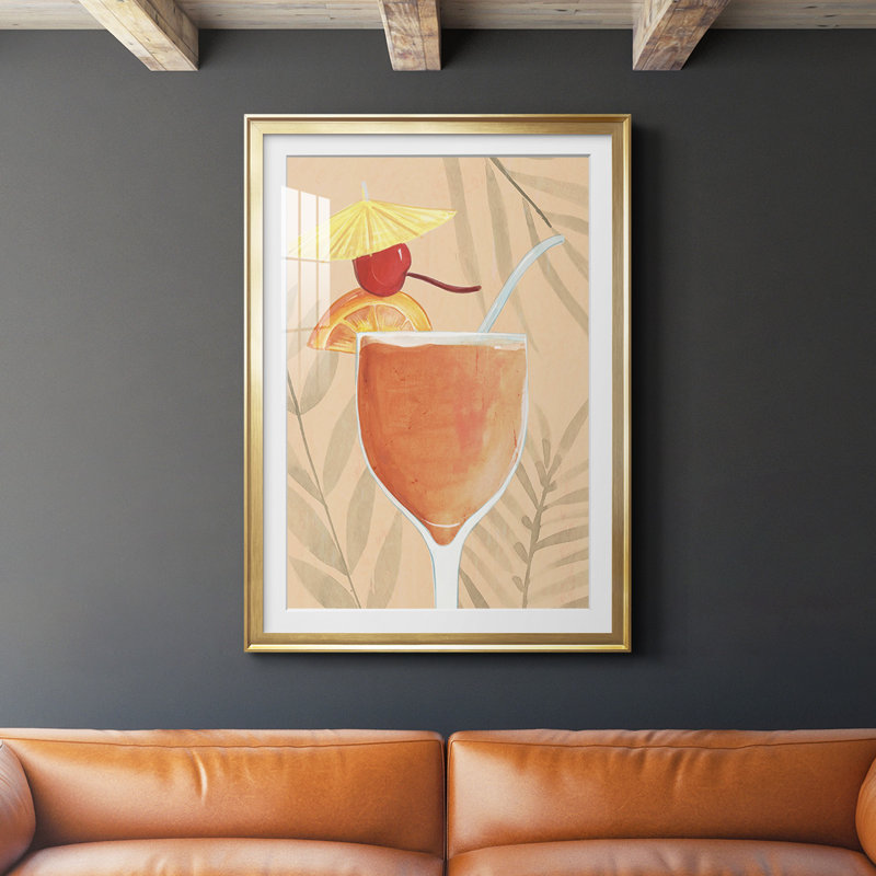 40_Tropical Cocktail I, reproduction encadrée de qualité supérieure - prête à être accrochée, Cadre doré