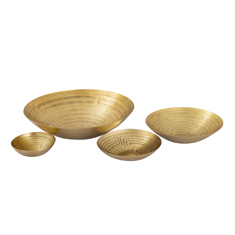 Ensemble de 3 bols en laiton Maze, Laiton antique