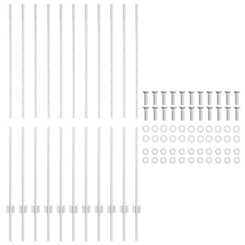 Fence Posts 22 Pcs U-Channel Steel, Silver, 160cm H x 8.5cm W
