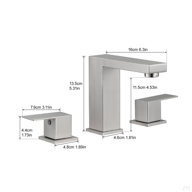 Bathroom Stainless Steel Faucets For Sink 3 Hole And 8 Inch Widespread Bathroom Sink Faucet Double Lever Handle Faucet Bathroom Vanity Faucet Basin Mixer Tap Faucet With Hose