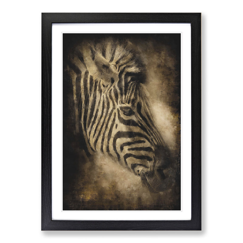Zebra Vol.5 - Picture Frame Painting, 36cm H x 27cm W x 2cm D, Black