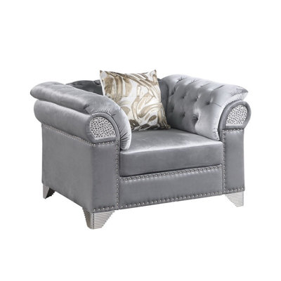 Emma Grey Velvet 3pcs Living Room Set