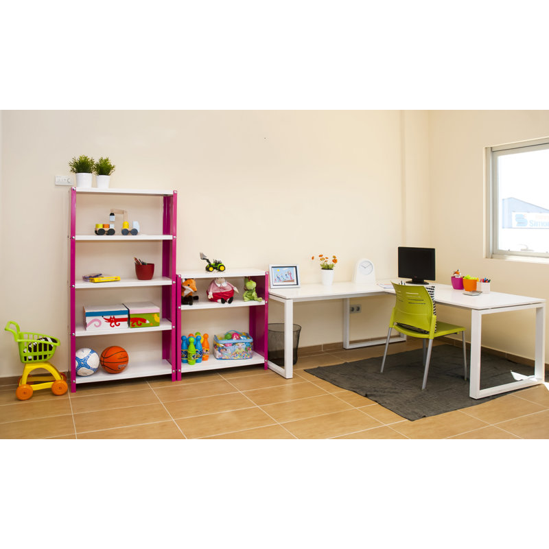 Vandermark Steel Height -Adjustable Shelving Unit, Rose/White, 160cm H x 60cm W x 30cm D