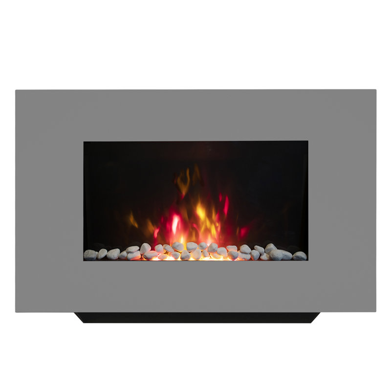 Azonto Wall Hung Electric Fire, Grey Glass