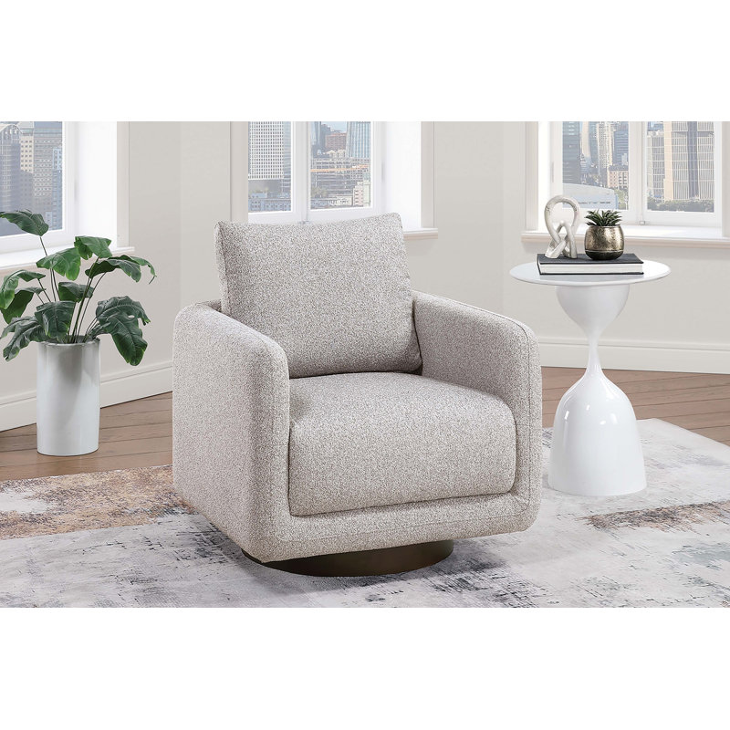 Fauteuil d'appoint rembourré et moderne en tissu de couleur beige moderne Boucle, Beige