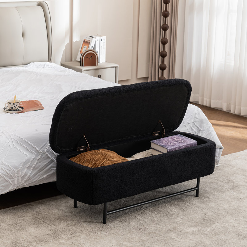 Banc de rangement en tissu pour chambre Atiksh, Noir, H 16,92 po x l 43,3 po x P 16,54 po