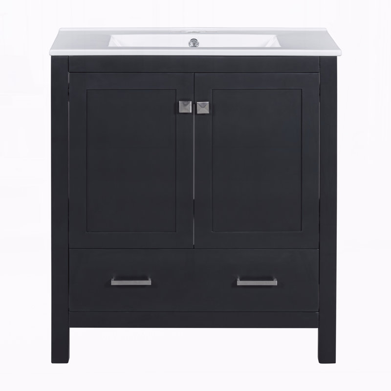 Meuble-lavabo 30 po avec lavabo simple, Noir