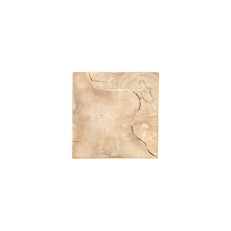Teak Slice Pedestal, Square, Bleached, 32" H x 12" W x 12" D