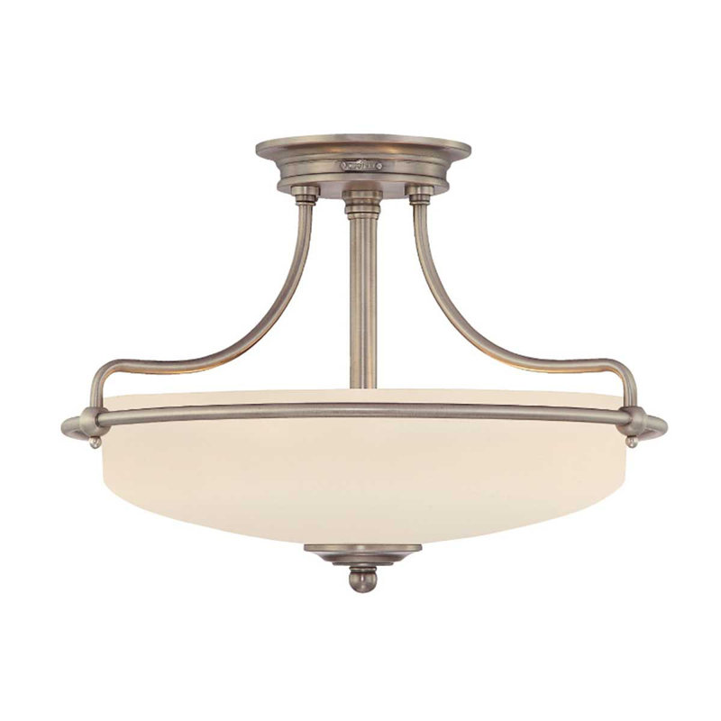 Rockwood Glass Semi Flush Mount, Antique Nickel Plated